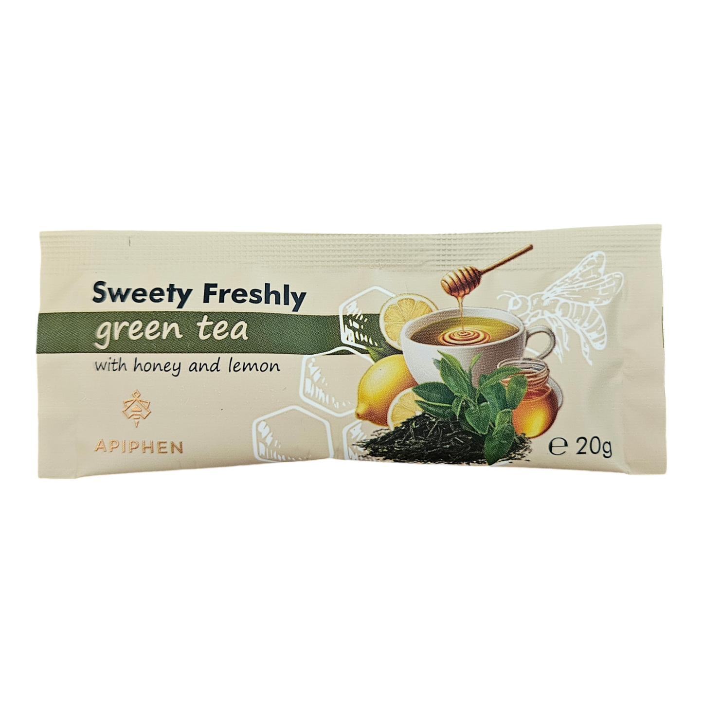 A sachet of Sweety Freshly GREEN tea with honey and lemon of 20 g