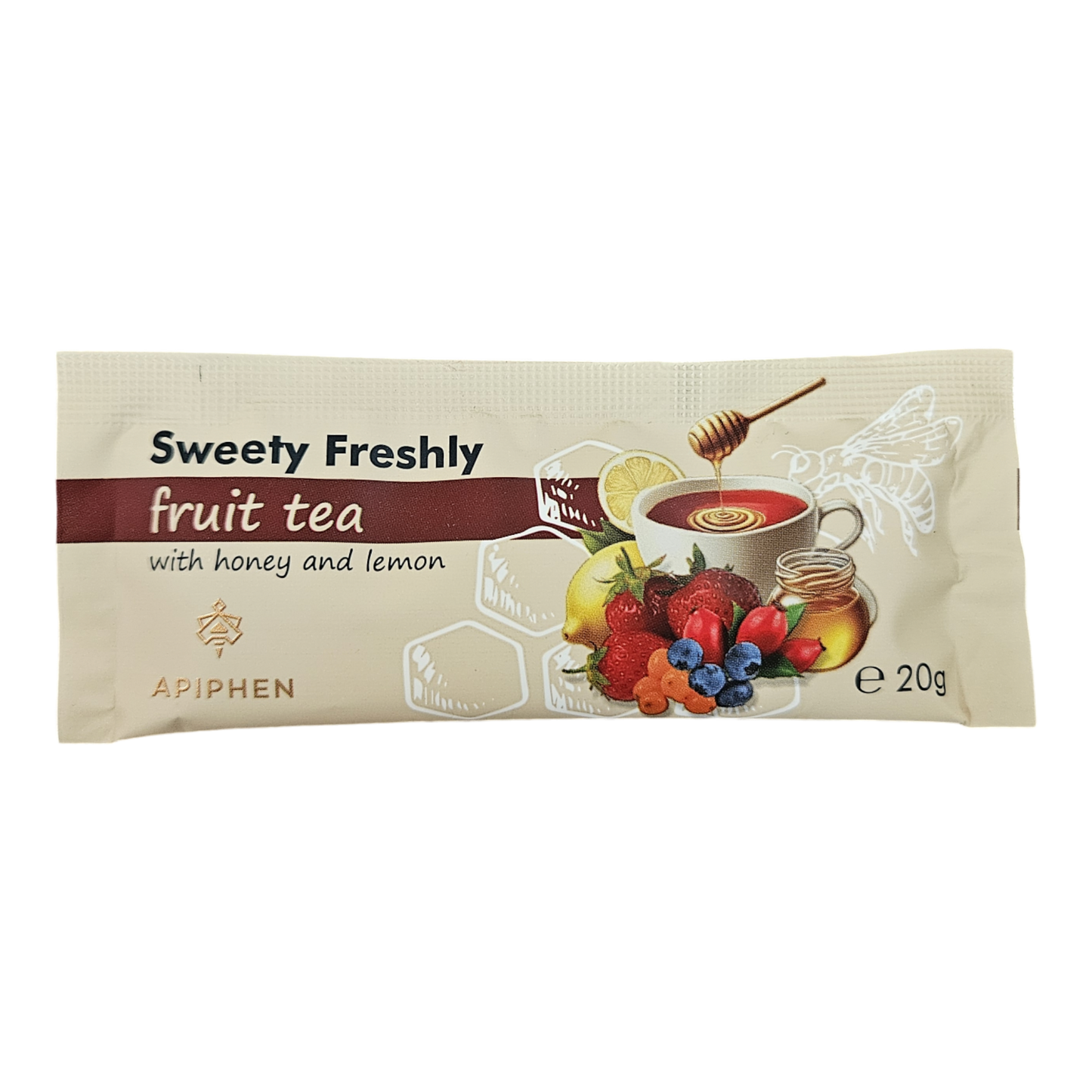 A sachet of Sweety Freshly FRUIT TEA with honey and lemon of 20 g