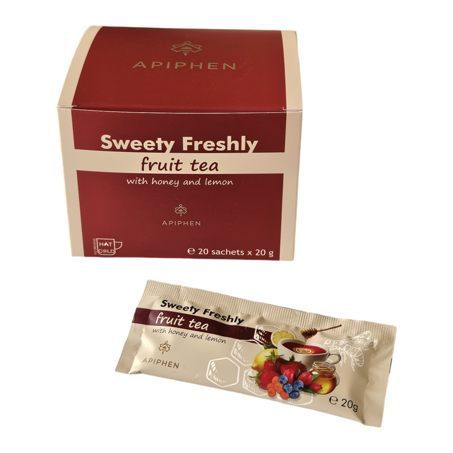 A box of Sweety Freshly FRUIT TEA with honey and lemon with 20 sachets of 20 g