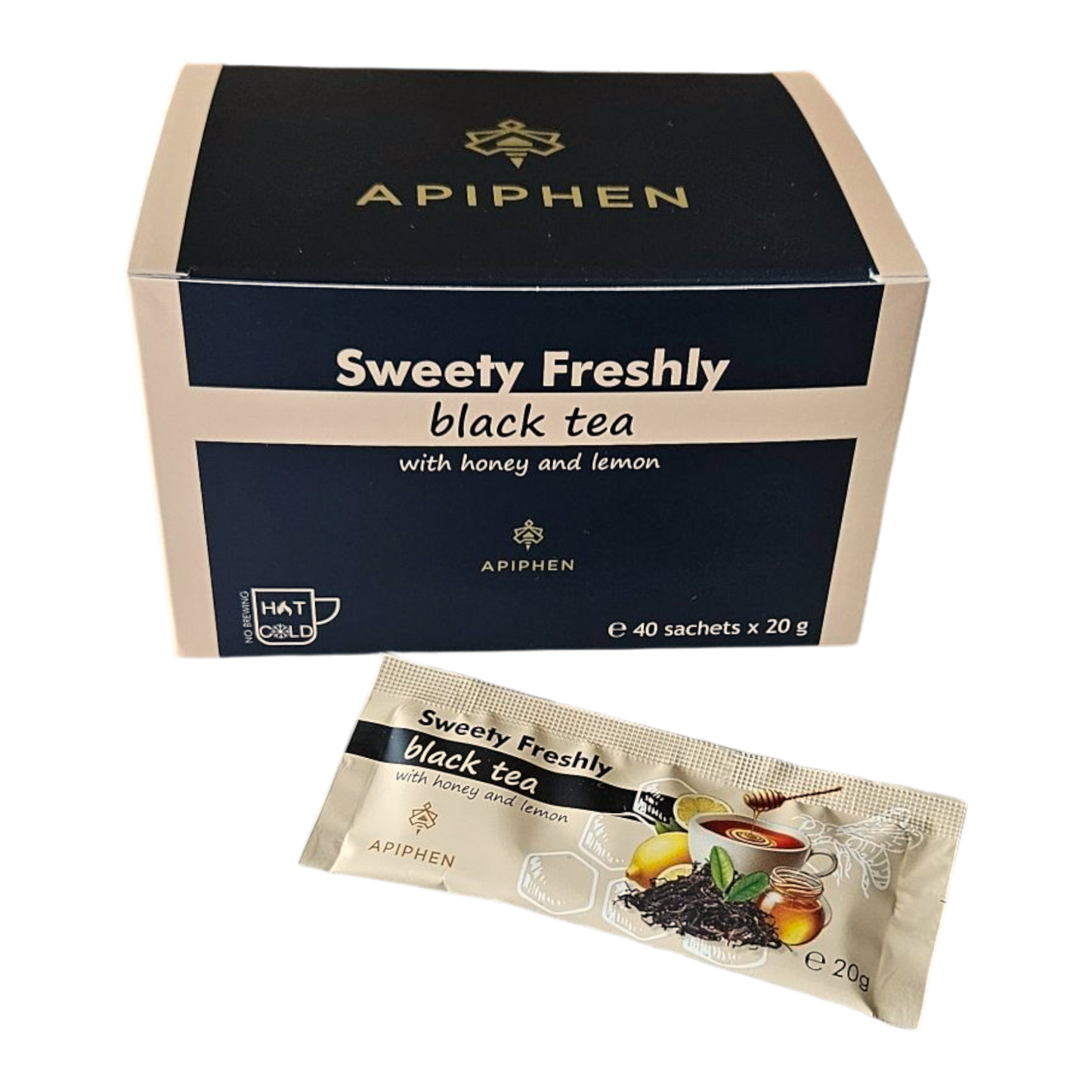 A box of Sweety Freshly BLACK tea with honey and lemon with 40 sachets of 20 g