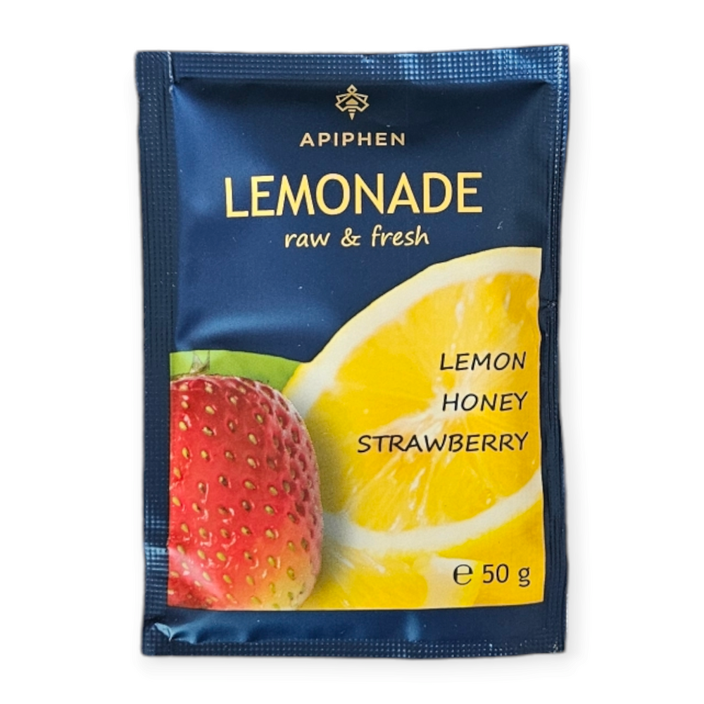 a sachet of 50 g Lemonade Apiphen Strawberry Lemon Honey 