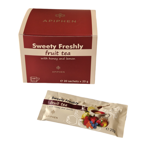 A box of Sweety Freshly FRUIT TEA with honey and lemon with 20 sachets of 20 g